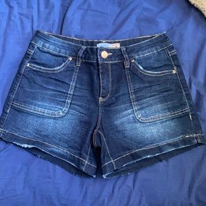 mid rise denim shorts